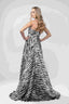Rochie lunga cu imprimeu  si corset drapat