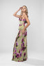 Rochie lunga din matase imprimata cu slit lateral