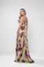 Rochie lunga din matase imprimata cu slit lateral
