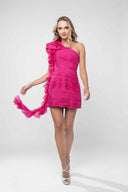 Rochie one shoulder cu volane spectaculoase