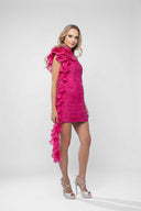Rochie one shoulder cu volane spectaculoase