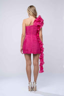 Rochie one shoulder cu volane spectaculoase