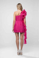 Rochie one shoulder cu volane spectaculoase