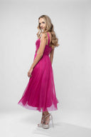 Rochie midi din tulle de matase