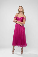 Rochie midi din tulle de matase