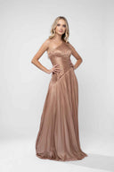 Rochie lunga asimetrica bronze