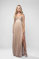Rochie lunga tulle matase cu esarfe