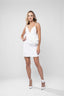 Rochie mini cu floare 3D si bretele subtiri
