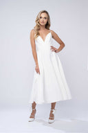 Rochie midi cu bretele fine si decolteu adanc