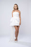 Rochie mini din matase cu funda oversized si trena laterala