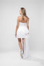Rochie mini din matase cu funda oversized si trena laterala