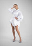 Rochie midi peliculizata cu fusta asimetrica