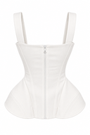 Corset alb cu bretele late si peplum sculptural