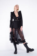 Sacou stil rochie Ringoux Black cu umeri sculpturali