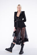 Sacou stil rochie Ringoux Black cu umeri sculpturali