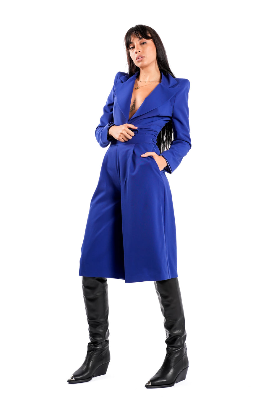 Pantaloni culotte cu talie inalta