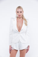 Sacou cambrat cu umeri supradimensionati  White