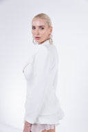 Sacou cambrat cu umeri supradimensionati  White