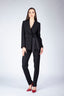 Pantalon negru conic cu dungi laterale din satin