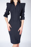 Rochie cambrata cu umeri structurati si detalii tip corset