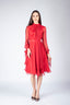 Rochie midi din voal de matase cu esarfe