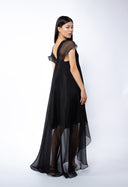 Rochie asimetrica lejera din amestec de matase Black