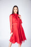 Rochie midi din voal de matase cu esarfe