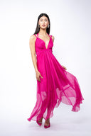 Rochie halter midi Fucsia