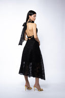 Rochie halter midi brodata Black