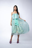 Rochie din matase peliculizata cu funda oversized