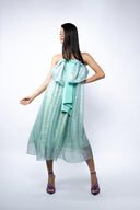 Rochie din matase peliculizata cu funda oversized