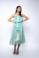 Rochie din matase peliculizata cu funda oversized