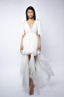 Rochie  alba cu esarfe asimetrice