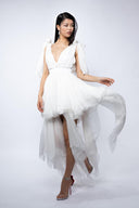 Rochie  alba cu esarfe asimetrice