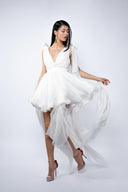 Rochie  alba cu esarfe asimetrice