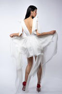 Rochie  alba cu esarfe asimetrice