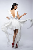 Rochie  alba cu esarfe asimetrice