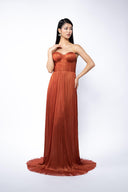Silk dress with cups and lace-up corset