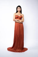 Silk dress with cups and lace-up corset