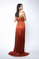 Silk dress with cups and lace-up corset