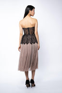 Midi dress in tulle and chantilly