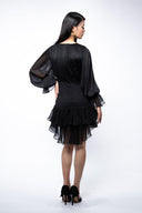 Silk dress with deep neckline
