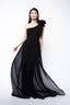 Rochie asimetrica din matase cu un umar accesorizat