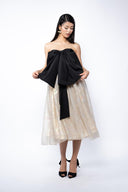 Rochie din matase peliculizata cu funda oversized