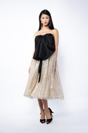 Rochie din matase peliculizata cu funda oversized