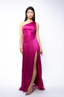 Silk dress with deep slit
