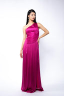 Silk dress with deep slit