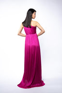 Silk dress with deep slit