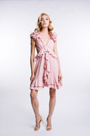 Rochie cu decupaje si volane Pink