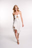 Rochie din in asimetrica cu prindere la bust 